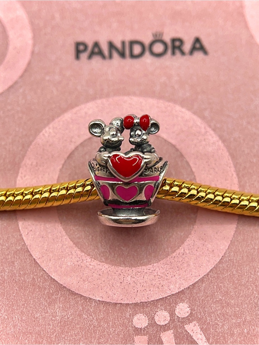 Pandora Sterling Silver Disney Parks Mickey & Minnie Teacup Charm 797185ENMX